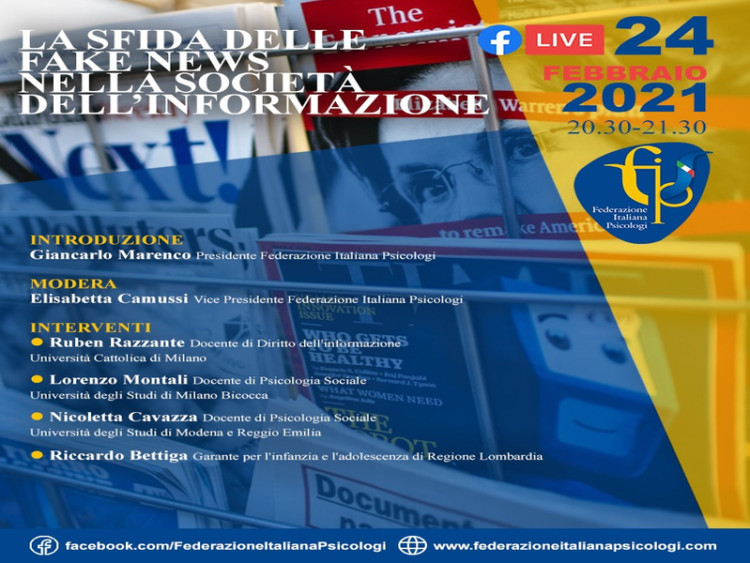 Fake news e salute psicologica: webinar stasera alle 20,30