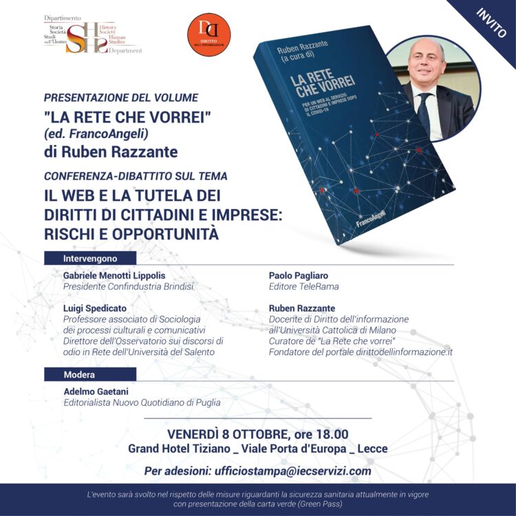 VENERDÌ A LECCE IL PROF. RUBEN RAZZANTE PRESENTA IL SUO LIBRO