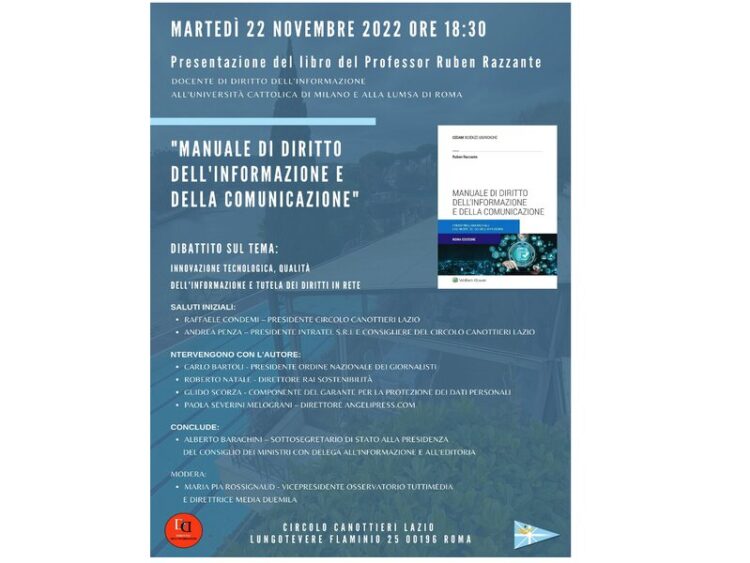 IL 22 NOVEMBRE PRESENTAZIONE A ROMA DEL MANUALE DEL PROF.RUBEN RAZZANTE